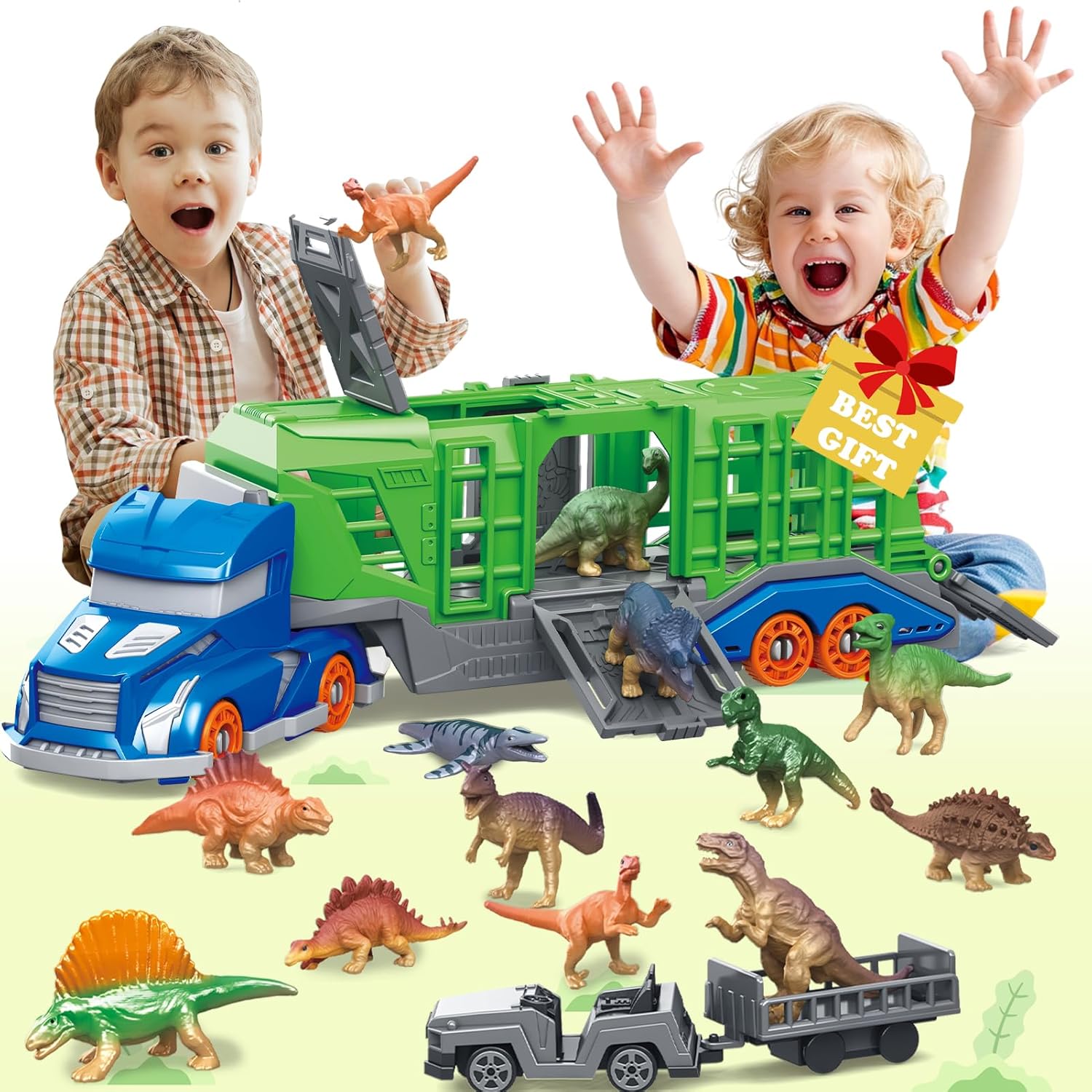 Kids Toys Xmas - Dinosaurus Dieren Transportvoertuig Speelgoedset Inclusief 1