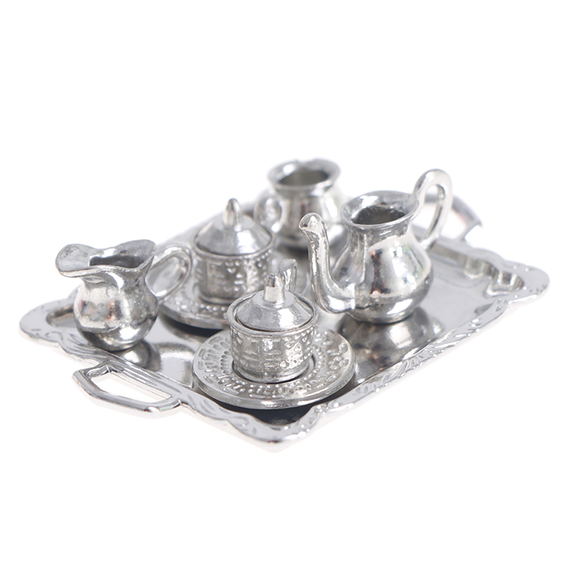 Kids Toys Kitchen Set - 10 stks/set 1/12 Poppenhuis Miniatuur Zilveren