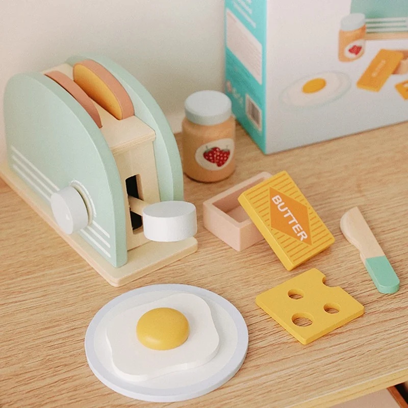 Houten simulatie broodrooster  - Kids Toys Kitchen Set recensie en prijs