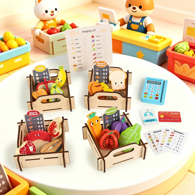 Houten supermarkt-speelset, si - Toy Cash Register recensie en prijs